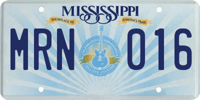 MS license plate MRN016