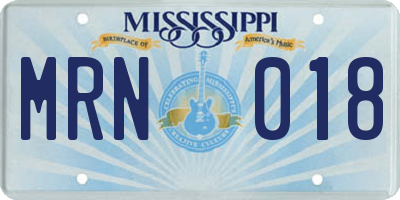 MS license plate MRN018