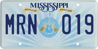 MS license plate MRN019