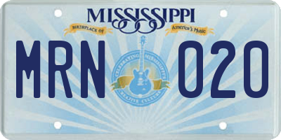 MS license plate MRN020