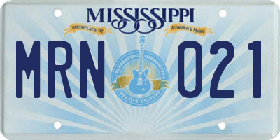 MS license plate MRN021