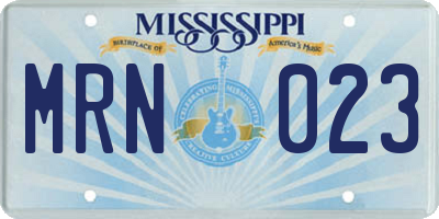 MS license plate MRN023