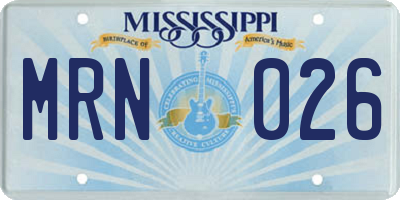 MS license plate MRN026