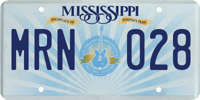 MS license plate MRN028