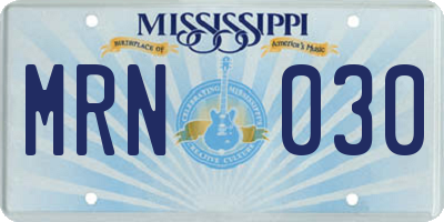 MS license plate MRN030