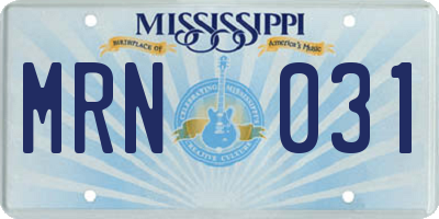 MS license plate MRN031