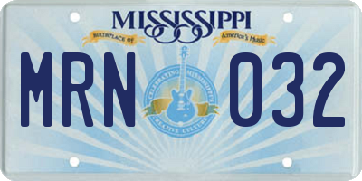 MS license plate MRN032