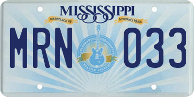 MS license plate MRN033
