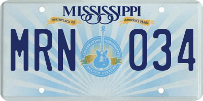 MS license plate MRN034