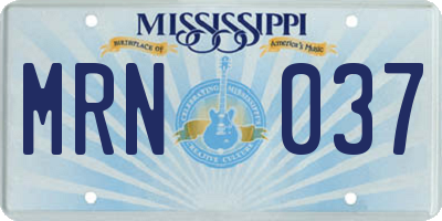 MS license plate MRN037