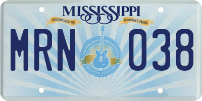 MS license plate MRN038