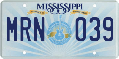 MS license plate MRN039