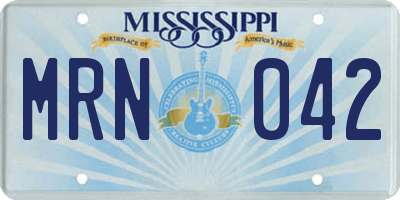 MS license plate MRN042