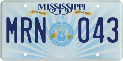 MS license plate MRN043