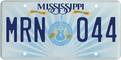 MS license plate MRN044