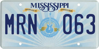 MS license plate MRN063