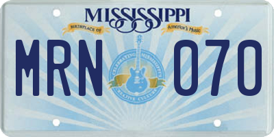 MS license plate MRN070