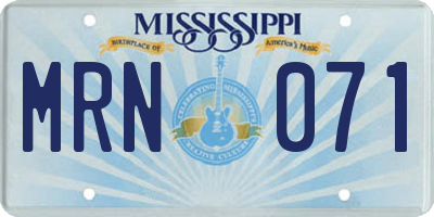 MS license plate MRN071