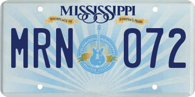 MS license plate MRN072