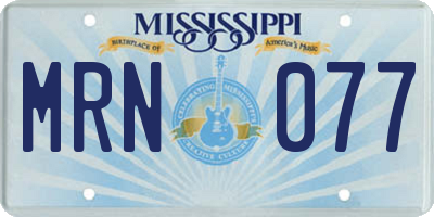 MS license plate MRN077