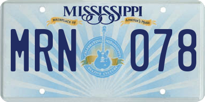 MS license plate MRN078