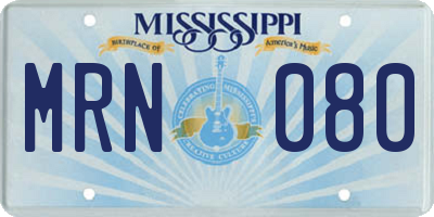MS license plate MRN080