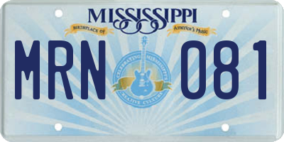 MS license plate MRN081