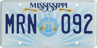 MS license plate MRN092