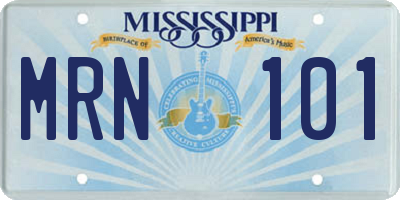 MS license plate MRN101
