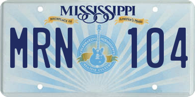 MS license plate MRN104