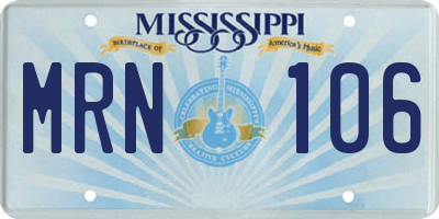 MS license plate MRN106
