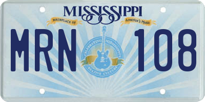 MS license plate MRN108