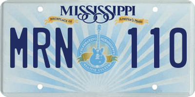 MS license plate MRN110