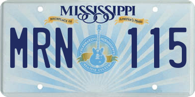 MS license plate MRN115
