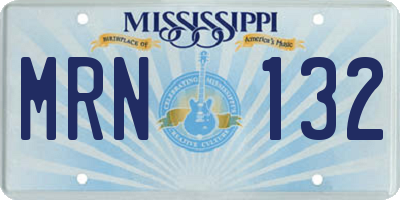 MS license plate MRN132