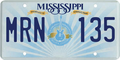 MS license plate MRN135