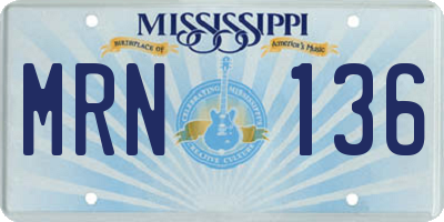 MS license plate MRN136