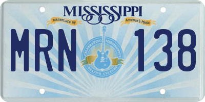 MS license plate MRN138