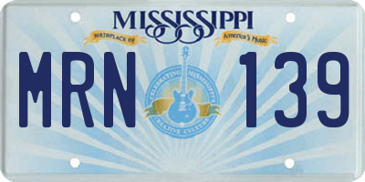 MS license plate MRN139