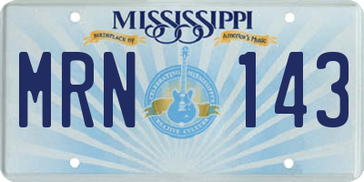MS license plate MRN143
