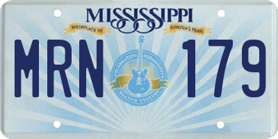MS license plate MRN179