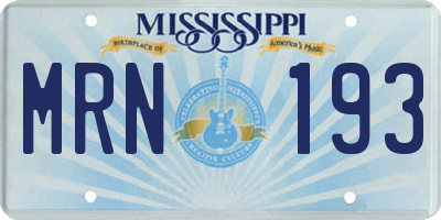 MS license plate MRN193