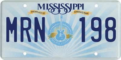 MS license plate MRN198