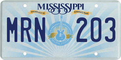 MS license plate MRN203