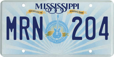 MS license plate MRN204