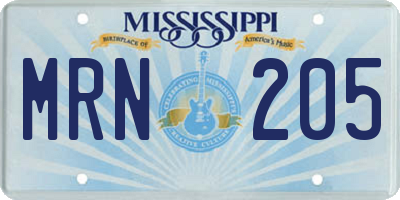 MS license plate MRN205
