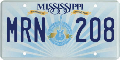 MS license plate MRN208