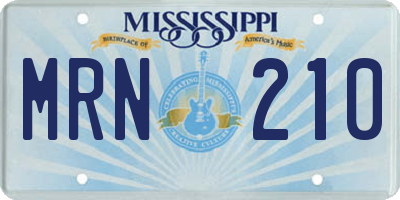 MS license plate MRN210