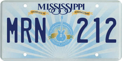 MS license plate MRN212