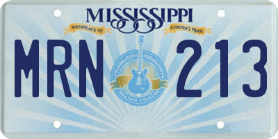 MS license plate MRN213